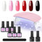 COSCELIA Set Semipermanente Unghie Completo Portatile per Principiante, Base e Top Coat Semipermanente e Fornetto Unghie Semipermanente
