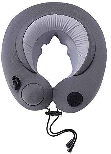 JMYSD Reise-Nackenkissen Shiatsu Und Vibration Schnurlose U-Förmige Memory-Schaum-Knet-Nackenstütze Zur Schmerzlinderung, Geeignet Für Flugzeug-, Zug-, Autoreisen,Grau