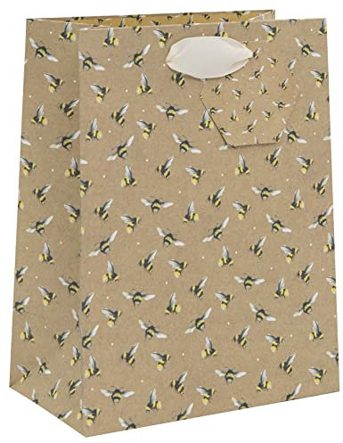 Glick Luxus-Geschenktüte, mittelgroße Geschenktüte, Feier-Geschenktüte, Kraft-Bienen-Geschenktüte, 175 x 225 x 100 mm, mehrfarbig