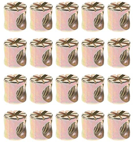 TEHAUX 20st Laufmutter Geschlitzte Muttern Möbel Nüsse Muttern Kreuzdübel Schlitzmuttern Für Möbel Dübel Geschlitzte Möbelmutter Kreuzdübel Schlitzmuttern Krippe 2 in 1 Zinklegierung