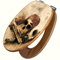 banjado Design WC Sitz Bambus Absenkautomatik 45,8x37,5cm / Toilettendeckel mit Absenkautomatik Holz/hochwertiger Bambus Klodeckel/WC-Sitz für gängigen Toiletten/Motiv Pirat