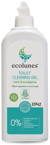 Ecolunes gel nettoyant WC, menthe et eucalyptus, 100% ingrédients d'origine naturelle, ne provoque pas d'allergies, est formulé avec de puissants détergents d'origine végétale, 500 ml