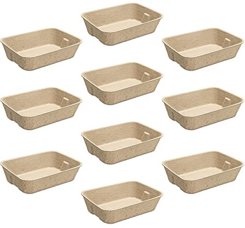 Navaris Katzentoilette Katzenklo ohne Deckel - 10x Katzen Toilette Box Schale aus Papier - offenes Klo mit Rand - auslaufsicher kompostierbar