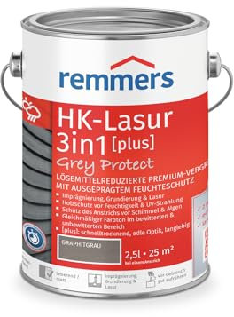 Remmers HK-Lasur 3in1 Grey Protect [plus] graphitgrau, matt, 2,5 Liter, Lösemittelreduzierte Premium-Vergrauungslasur für außen, 3in1, schnelltrocknend, langlebig