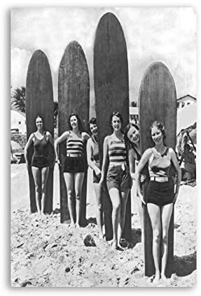 RIDAEX Poster und Drucke 60 * 90cm Senza Cornice Poster 1960s Surfer Poster in bianco e nero Stampa fotografica moderna famiglia Camera da letto Decor Poster