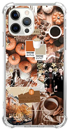 Eurdosmk Hippie Autumn Aesthetic Hülle Kompatibel mit iPhone 15 Pro, Herbst Kürbis Collage Hülle für iPhone 15 Pro, Trendy Cool TPU Bumper Handyhülle