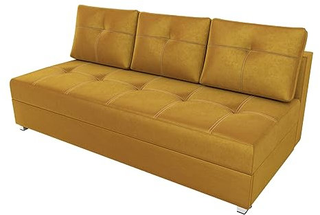 BROMARKT Schlafsofa Canale - Sofa mit Schlaffunktion und Bettkasten, Bettsofa, Couchgarnitur, Couch, Sofagarnitur, Bett (h85 x t99 x b200 cm, Kronos 1 Gelb)