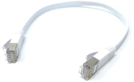 DRUT 30cm Flat CAT6a/Cat6 Shielded S/STP 500MHz RJ45 Ethernet LAN 10 gigabit connections, Full Copper Cable Lead, for Routers, Switches, PCs, Gaming Consoles 1ft White