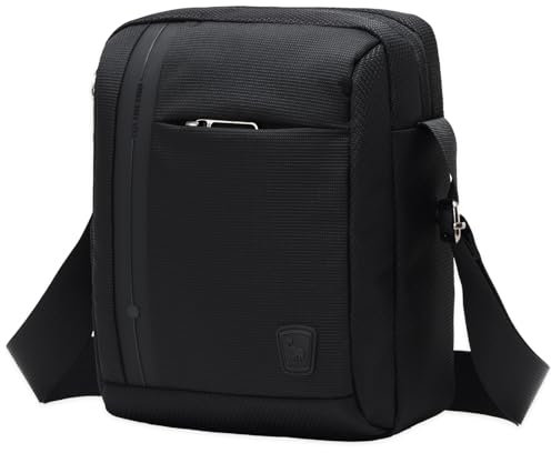 OIWAS Umhängetasche für Herren, kompakte kleine Umhängetasche, iPad Mini, wasserabweisend, leicht, Seitentasche für Männer und Frauen, Arbeit, Reisen, Schwarz