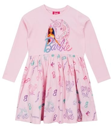 Barbie Robe Robe Licorne pour Filles | Manche Courte Robe Patineuse | Vêtements pour Filles