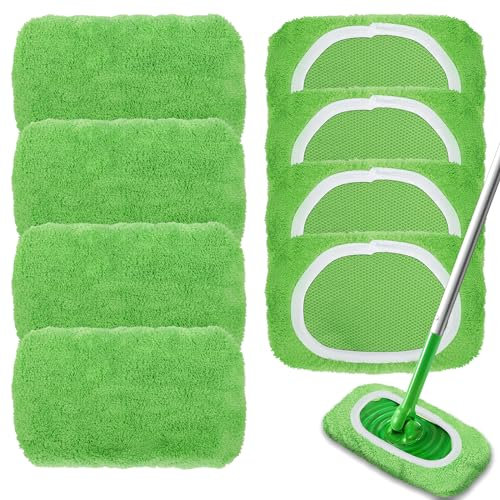 Nafafosa 8 Stück für Swiffer Bodentücher Tücher Mikrofaser Set Tücher Wiederverwendbare für Swiffer Sweeper Mop, Nass Trocken Wischmopp Bezug für die Reinigung von Hartböden und Holzböden