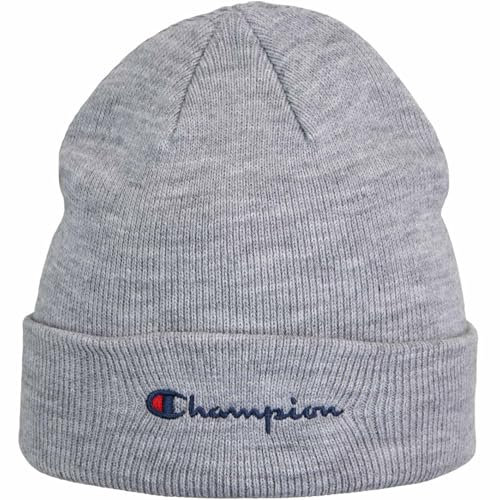 Champion Unisex Lifestyle Caps (806064) -Recycled Acrylic Knitted Yarn Embroidered Script Logo Beanie-Mütze, Grau (EM021), One Size