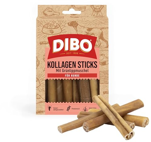 DIBO Bastoncini di collagene con conchiglia verde, confezione da 150 g, per la salute delle articolazioni, per la cura della pelle, del pelo e dei denti per cani, snack naturale di lunga durata,