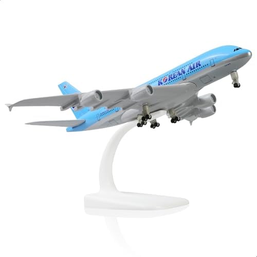 QIYUMOKE 1:300 A380 Modèle Avion métal Support Convient pour Korean Air | A380 avion miniature métal, modèle réduit collection adulte, cadeau aviation, décoration bureau, vitrine et étagère