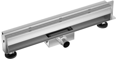 Balneo Duschrinne Komplettset 80 cm Wandablauf Duschabfluss Dusche - Entwässerungsrinne Duschablauf Flach Haarsieb - W-Drain Next 2in1 Abflusssieb Dusche Geruchsverschluss