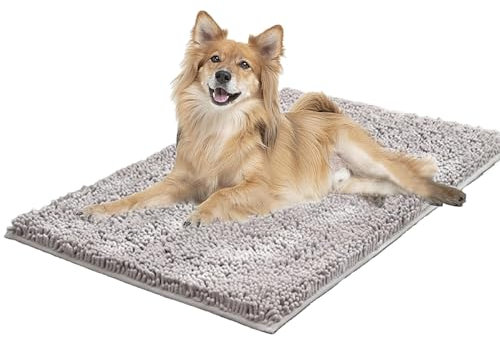 LYXLBX Clean mat, Premium cleany mat Hund 60 x 90 cm,Schmutzfangmatte Hunde,wasserdicht Teppich für Hund,Fußmatte Innen waschbar,für Eingang,Haustür & Flur,Grau-80 x 120 cm