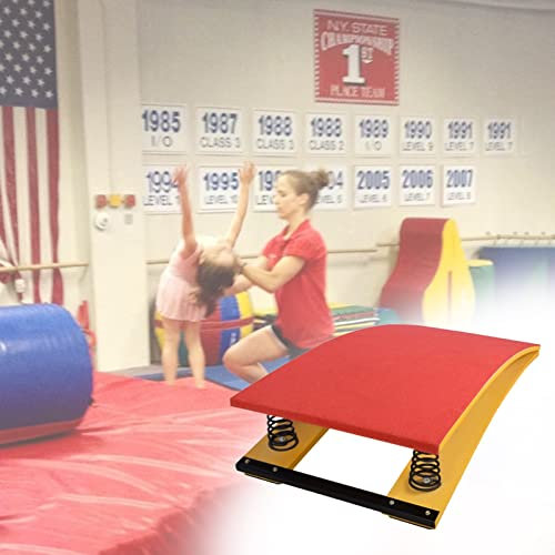 HDMOZUYT Tragbares gebogenes Gymnastik-Sprungbrett mit 2 Federn, Hartholz-Sportgerät für die Schule und zu Hause, Sprungbrett für Sprunggymnastik-Trampolin, Grün (Rot)
