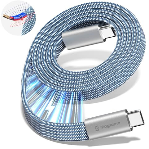 Magtame USB c Cable, 240w Flat Magnetic USB C to USB c Cable, 1.5m 5a nylon Weaving Fast charge c Cable, para Phone 15/15 Pro / 20 pro max, para Samsung Mac book