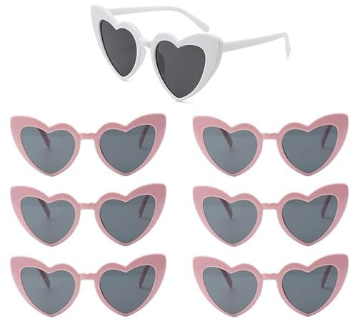 Exsbtay 7 Stück Herz Sonnenbrille, Bride Partybrille Herz Sonnenbrille, Herz Sonnenbrille für Damen, Junggesellinnenabschied Sonnenbrille Retro, Hochzeitsaccessoires, Bridesmaid Gift