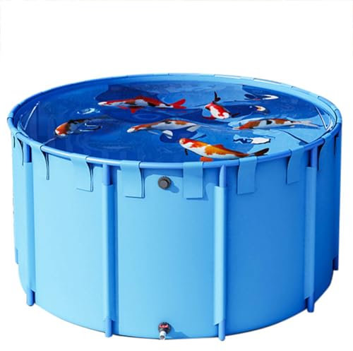 Generisch Faltbecken für Koi und Teichfische,Runder Teich-Fischteich,Faltbares Becken für innen und außen,Segeltuch-Fischteich mit Halterung,Verschleißfestes PVC-Material,1.5x1m