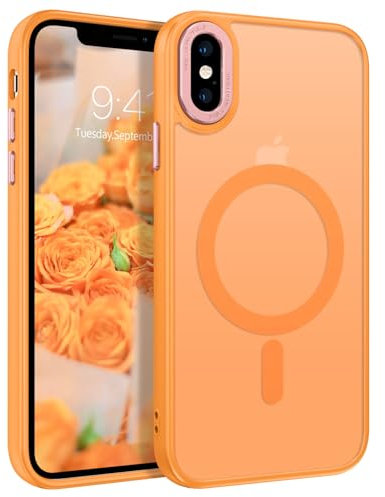 BENTOBEN for iPhone Xs Max Case [Compatible with Magsafe] Translucent Matte Magnetic iPhone Xs Max Phone Case Slim Thin Shockproof Women Men Protective Cases Cover for iPhone Xs Max 6.5 2018, Orange