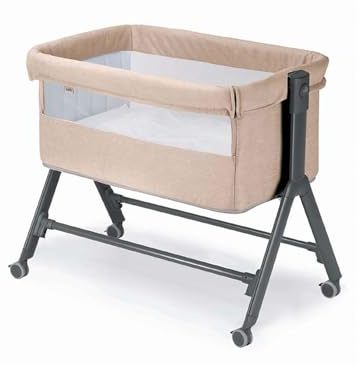Baby Beistellbett Sempreconte Joy | Mehr Farben verfügbar | Reisebett und Laufstall | Bis 15 kg, Farbe:Beige