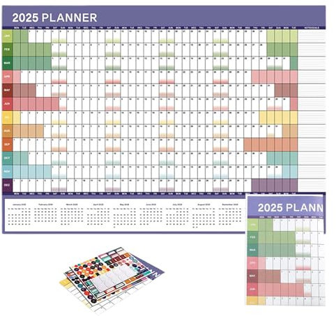 Wandkalender 12 Monate - Wandkalender Jahresplaner 2025, 12 Monate Jahreswandkalender | Dicker Wandkalender, Jahreskalender Wandplaner, Wandplanungskalender p