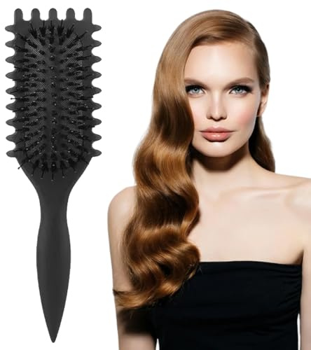Curl Defining Brush for Curly Hair - Less Pulling and Curl Separation for Women and Men (Black)