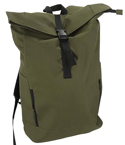Cepewa Falt Rucksack Urban | 30l oliv 40x57x15cm 600D Polyester | Rolltop Reißverschluss-/Eingrifftaschen wasserabweisend (1 x Faltrucksack oliv)