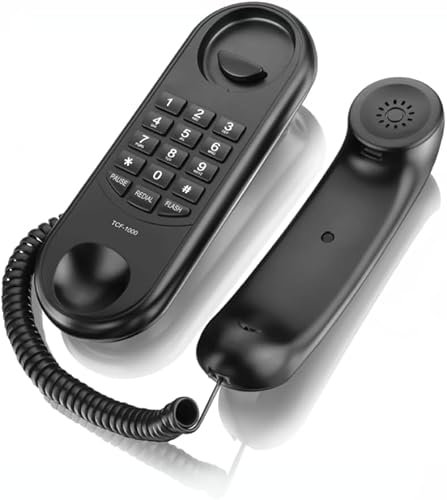 Corded House Phones Landline, Wall Mountable Landline Telephone,Home Phone Dial Pad on Base unit Last Number Redial,Pause,Flash,for Office, Home, Hotel, Bathroom, Home Desk/Wall Mountable Telephone