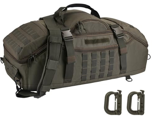 Taktischer Reise-Rucksack für Damen und Herren, große Reisetasche für Reisen, 3-in-1-Schulterrucksack für Sport, Wandern, Camping, wasserabweisend und leicht zu reinigen (Armeegrün, 65 l), Grün (Army