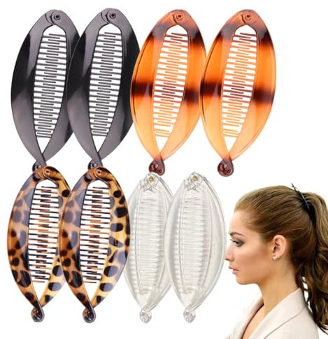 XYTAHDM 8 Pièces Queue de Poisson Clip,Pinces à Banane,Classique Pinces à Cheveux Longs,Pinces à Cheveux pour Femmes,Française Peigne à Cheveux,pour le Sport la vie