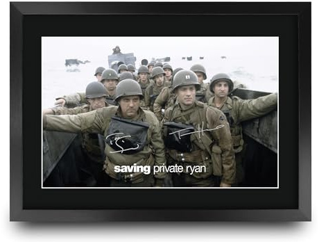 HWC Trading Saving Private Ryan Scene 1 Geschenke Geducktes Signiertes Autogramm Foto für Fans von Film Memorabilien - A3 Gerahmt