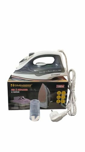 Fer à Repasser Électrique, 1500W, Blanc et Or, Fonction Vapeur
