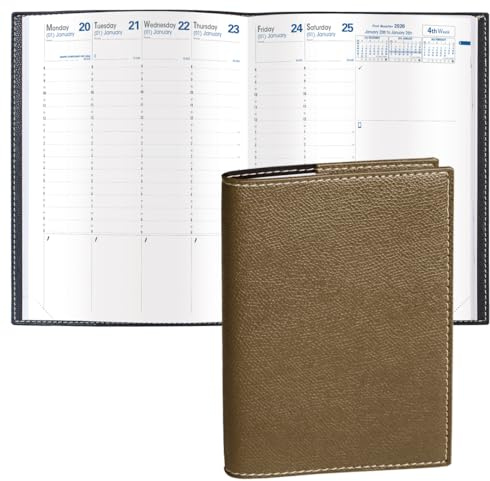 Quo Vadis Trinote-Wochenplaner 2026, 13 Monate, Dez. bis Dez. – 17,8 x 24,5 cm – genarbter Kunstleder-Club-Bronze-Einband – Produktivitäts-Terminplaner