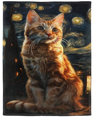 YISUMEI Kuscheldecke mit Rot getigerte Katze, Super weiches Fleece, Überwurfdecke für Bettwäsche Cotch Sofa, Schlafzimmer Wohnzimmer, Dekoration Decke, 150x200cm
