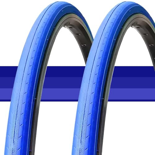 YUMEIGE Lot de 2 pneus Bleus 700 x 23c for vélo de Route, pneus increvables 700 x 23c 23-622 à Chambre à air for Roues Avant et arrière