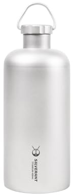 SILVERANT Bouteille d'eau en titane, Bouteille de camping ultralégère avec manchon thermique isolant et bouchon à boucle à clip pour randonnée et sports en plein air (400 ml - Ouverture étroite)