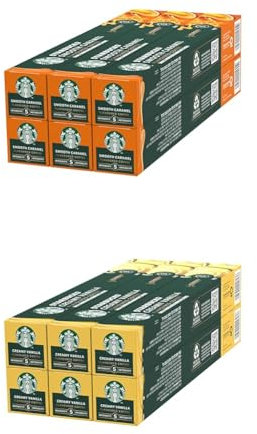 STARBUCKS by Nespresso Confezione Assortita di Caffè Aromatizzati, Caramello e Vaniglia, 2 x 60 (120 capsule compatibili Nespresso)