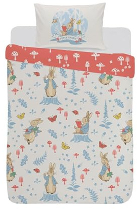 dreamtex Peter Rabbit Forest Life Junior Reversible Duvet Cover and Pillowcase Set for Junior, Toddler Bedrooms (JR1-PTR-FOR-12)