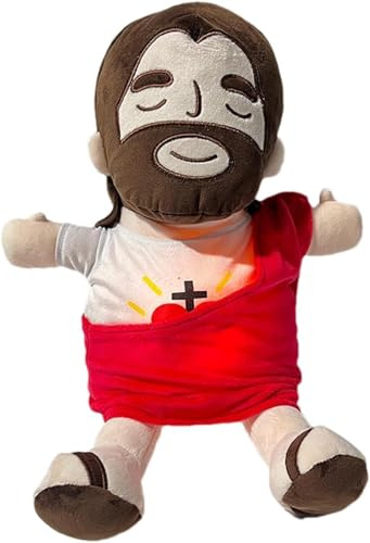 Lempefe Kuscheltier, das Jesus atmet, Nachtlicht für Babys, aus Plüsch, niedlich, Plüsch, für Babys (rot, 30 cm)