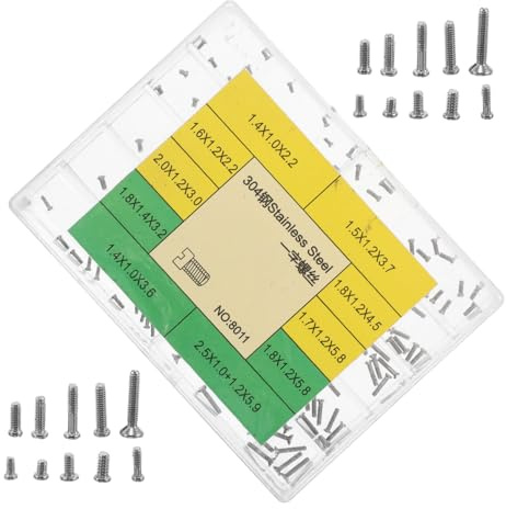 TOYANDONA Kit de Vis de Montre à Tête Plate Acier Inoxydable Modèles Assortiment Précis pour Réparation Bracelet Boîtier et Fermoir Vis Micro pour Horlogers et Ateliers