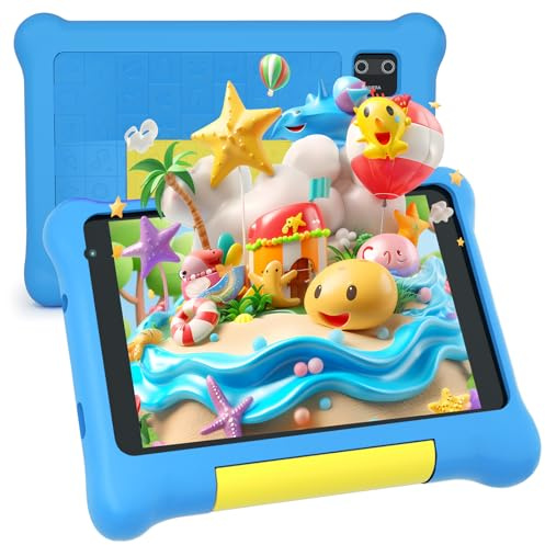 MUISOO Tablette pour Enfants, Tablette 7 Pouces pour Enfants, 8 Go de RAM + 64 Go de ROM, Extensible jusqu'à 128 Go, contrôle Parental, logiciels pour Enfants préinstallés, Double caméra (Bleu)