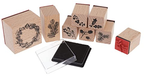 Rico Design Stempel-Set Classical Christmas 9-teilig Gummi Holz Stempel