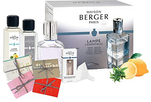 LAMPE BERGER Paris Starterset FRÜHLINGSFRISCHE eckig (inkl. 2 Düfte) 250ml Neutral,250ml Zitronen Verbene - inkl. 1 Überraschungskarte von Langelütje I das Original I Deine Lampe - Dein Duft