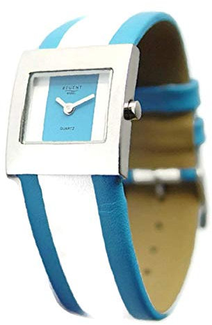 REGENT Damen-Armbanduhr Analog Quarz mit Lederarmband 4053 (blau)