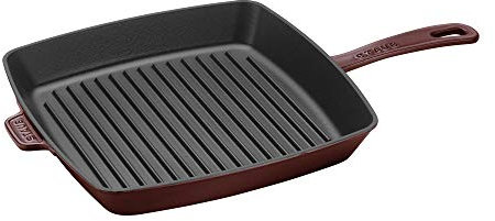 Staub Cast Iron 10-inch Square Grill Pan - Grenadine, Made in France