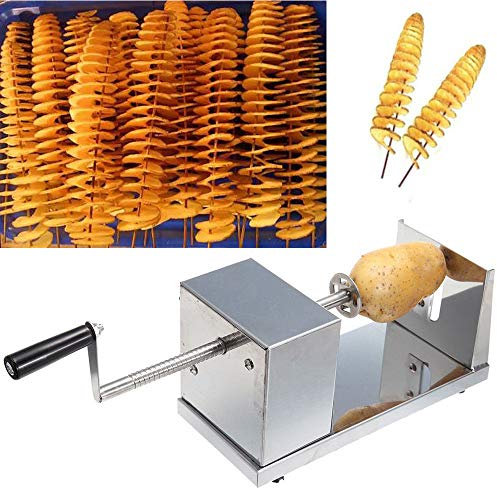 YUNRUX Taglia Patate a Spirale Verdura Patate Twister Verdura in Acciaio Inox con manovella e Piedini in Gomma Antiscivolo per Frutta Patate, Tornado Chips, cetrioli o Carote