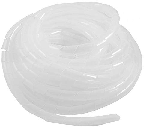 GTIWUNG Kabelschlauch Kabelspirale Spiralband Kabelschutz, Flexibler Spiralschlauch Kabelorganisation, Weiß Transparent, 10mm Durchmesser und 9m Länge