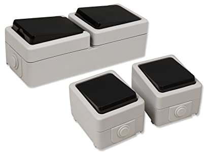 McPower | Feuchtraum Set Taff Vorraum | 3-teilig | grau | IP44 | Kombi-Dose + 2x Steckdose | Aufputz | für Keller, Garage, Außenbereich